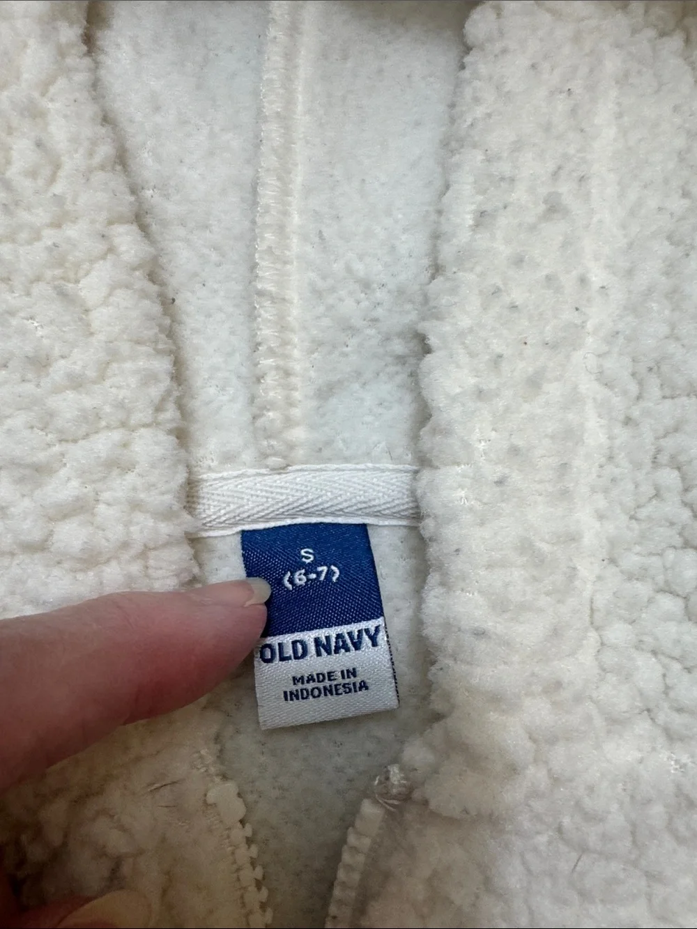 Old Navy Cream Sherpa Zip Hoodie with Hot Pink Accents 6-7